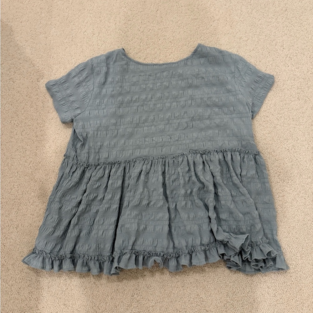 Women’s Ruffled Blue Top - Picture 3 of 3